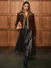 Faux Fur Collar Corduroy Jacket