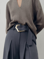 Belted Casual High-Waisted Wide-Leg Pants