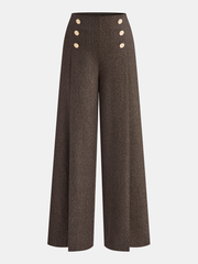 Buttoned Twill Retro Pants