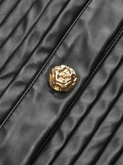 Belted Faux Leather Textured Jacket