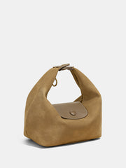 Faux Suede Flap Hobo Bag
