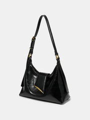 Golden Accent PU Leather Shoulder Bag