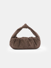 Faux Suede Knotted Top Handle Bag