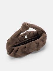 Faux Suede Knotted Top Handle Bag