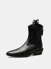 PU Leather Western Ankle Boots