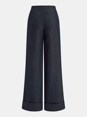 Metal Detail Mid-Waist Cuffed pants