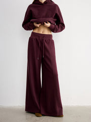 Drawstring Wide-Leg Knit Pants