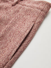 Herringbone Wool-Blend Wide-Leg Pants