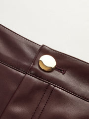 Faux Leather Asymmetric Mermaid Hem Midi Skirt