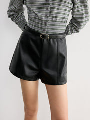 Faux Leather Belted Shorts