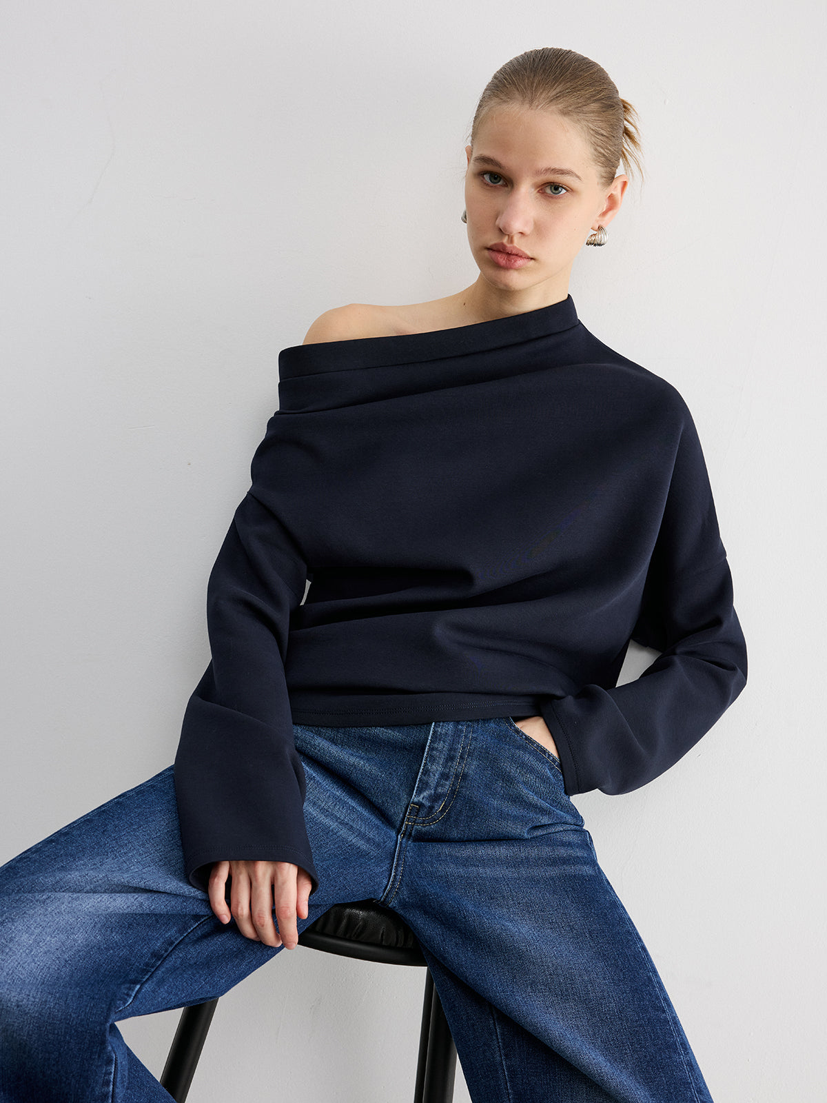 Off-Shoulder Cotton-Blend Sweatshirt
