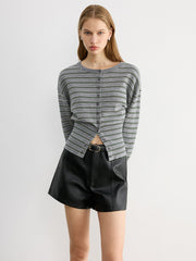Waist Cinched Stripe Cardigan