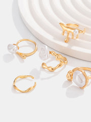 5pcs Golden Irregular Pearl Ring Set