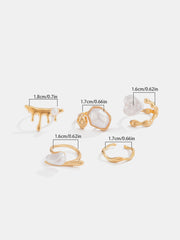 5pcs Golden Irregular Pearl Ring Set
