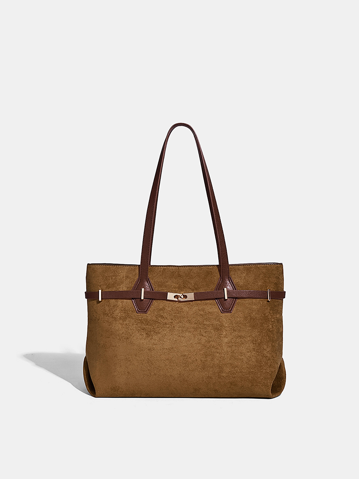 Contrast Strap Suede Effect Tote Bag