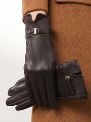 PU Leather Warm Gloves