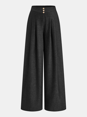 Elastic Waist High-Waist Wide-Leg Pants