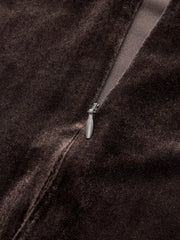 Mock Neck Ruched Velvet Sleeveless Top