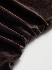 Mock Neck Ruched Velvet Sleeveless Top