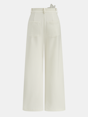 3D Floral Tie Wide-Leg Pants