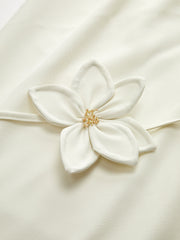 3D Floral Tie Wide-Leg Pants