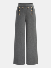 Metal Detail Wide-Leg Pants