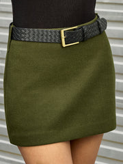 High-Waist Belted Mini Skirt
