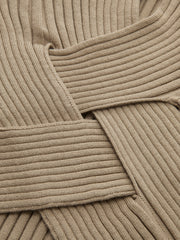 Mock Neck Cross-Over Crop Top and Midi Skirt Set