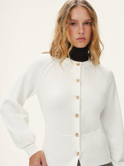 Metal Button Scalloped Edge Cardigan