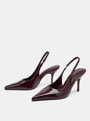 PU Patent Leather Slingback Pumps