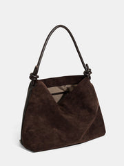 Suede Effect Knot Hobo Bag