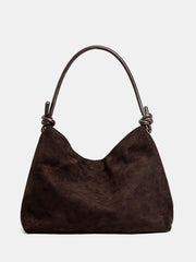 Suede Effect Knot Hobo Bag