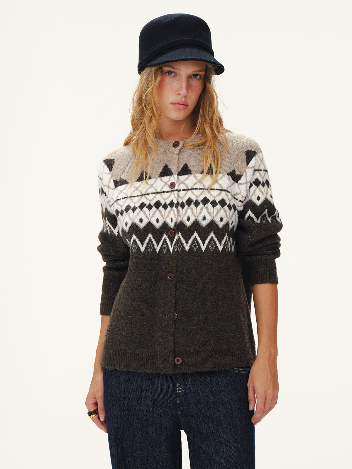 Wool-Blend Fair Isle Cardigan