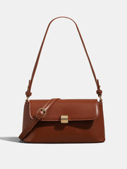 Textured Gold Clasp PU Leather Shoulder Bag