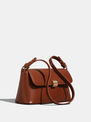 Textured Gold Clasp PU Leather Shoulder Bag