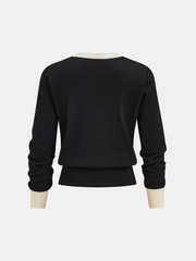 Contrast Trim Bow Detail Knit Top