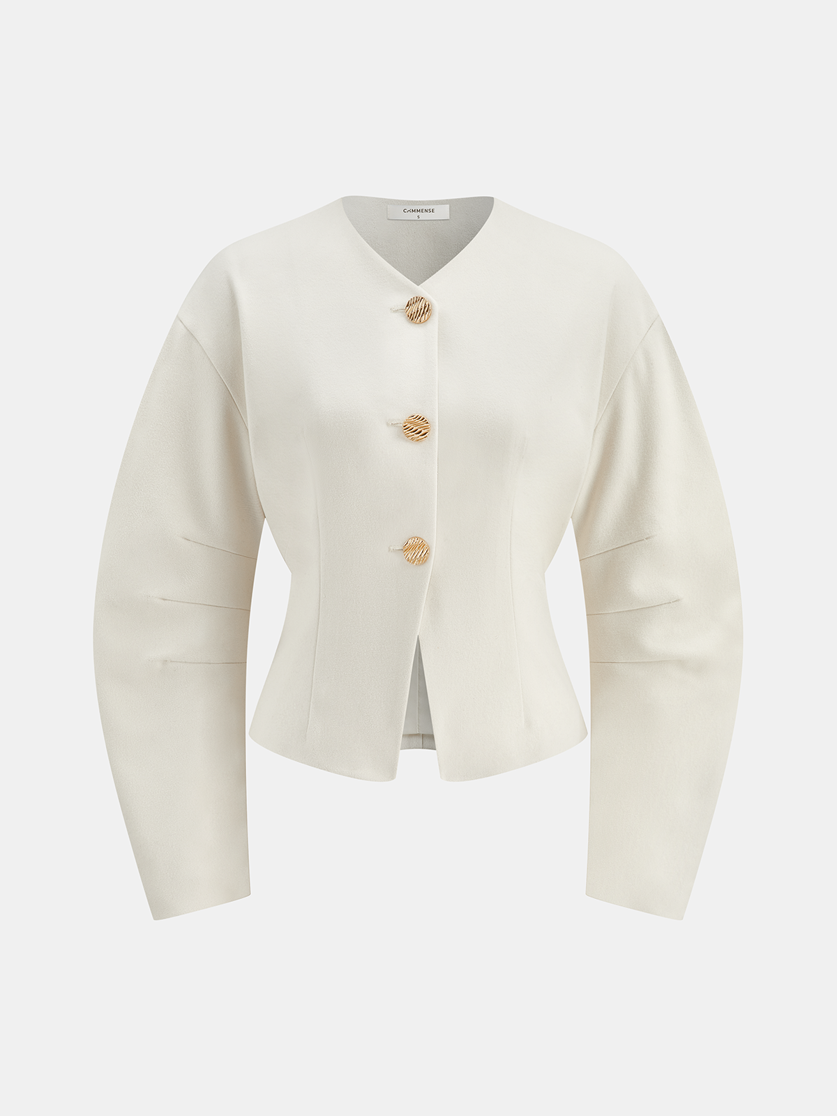 Metal Button Curved Sleeve Coat