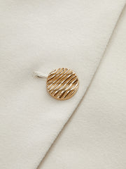 Metal Button Curved Sleeve Coat
