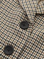 Houndstooth Puffed-Sleeve Blazer