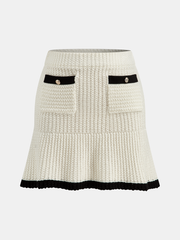 Contrast Trim Knitted Top and Mini Skirt Set