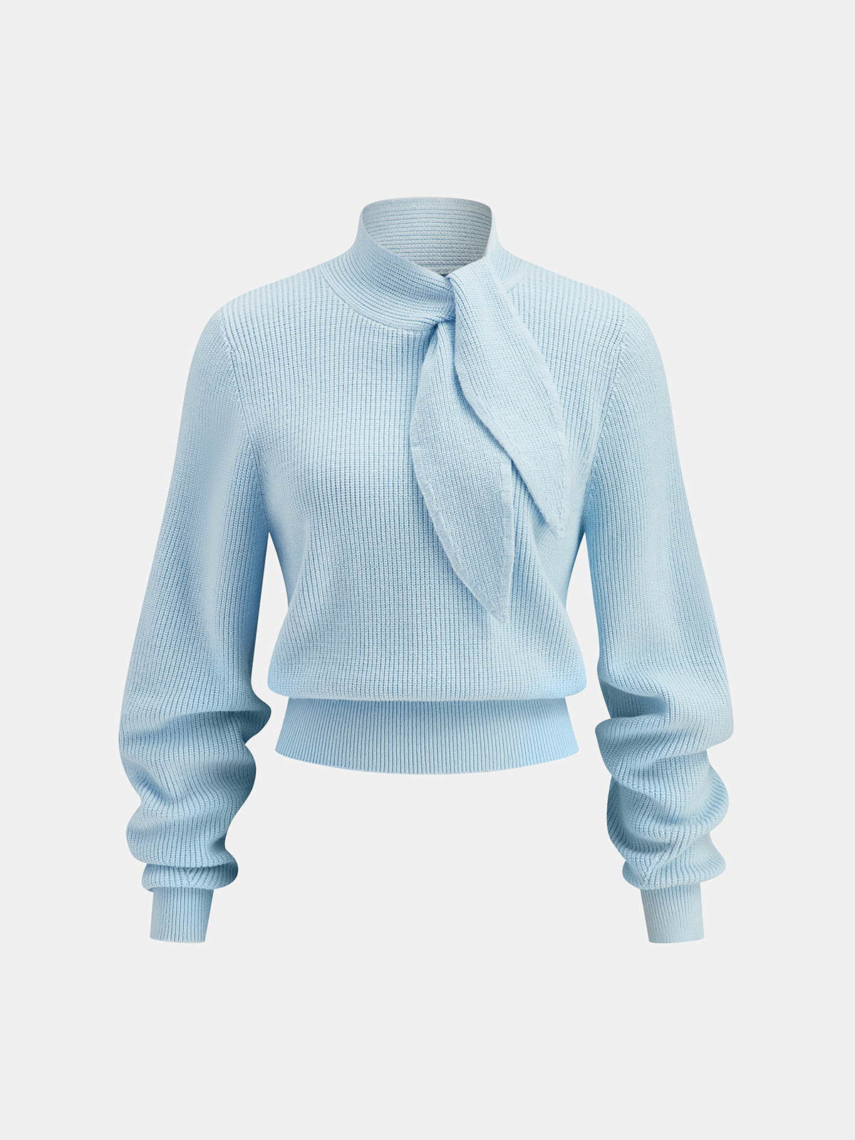 Tie-Neck Cropped Sweater