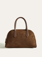 Suede Dome Top Handle Bag