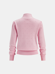 Tie Neck Eyelet Knit Sweater