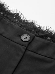 Lace Trim Wide-Leg Pants