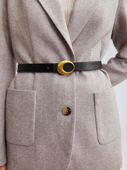 Crescent Buckle Leather Belt