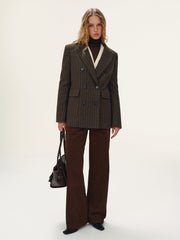 Wool-Blend Double-Breasted Striped Blazer