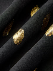 Semi-Sheer Foil Spot Print Ruffle Chiffon Blouse