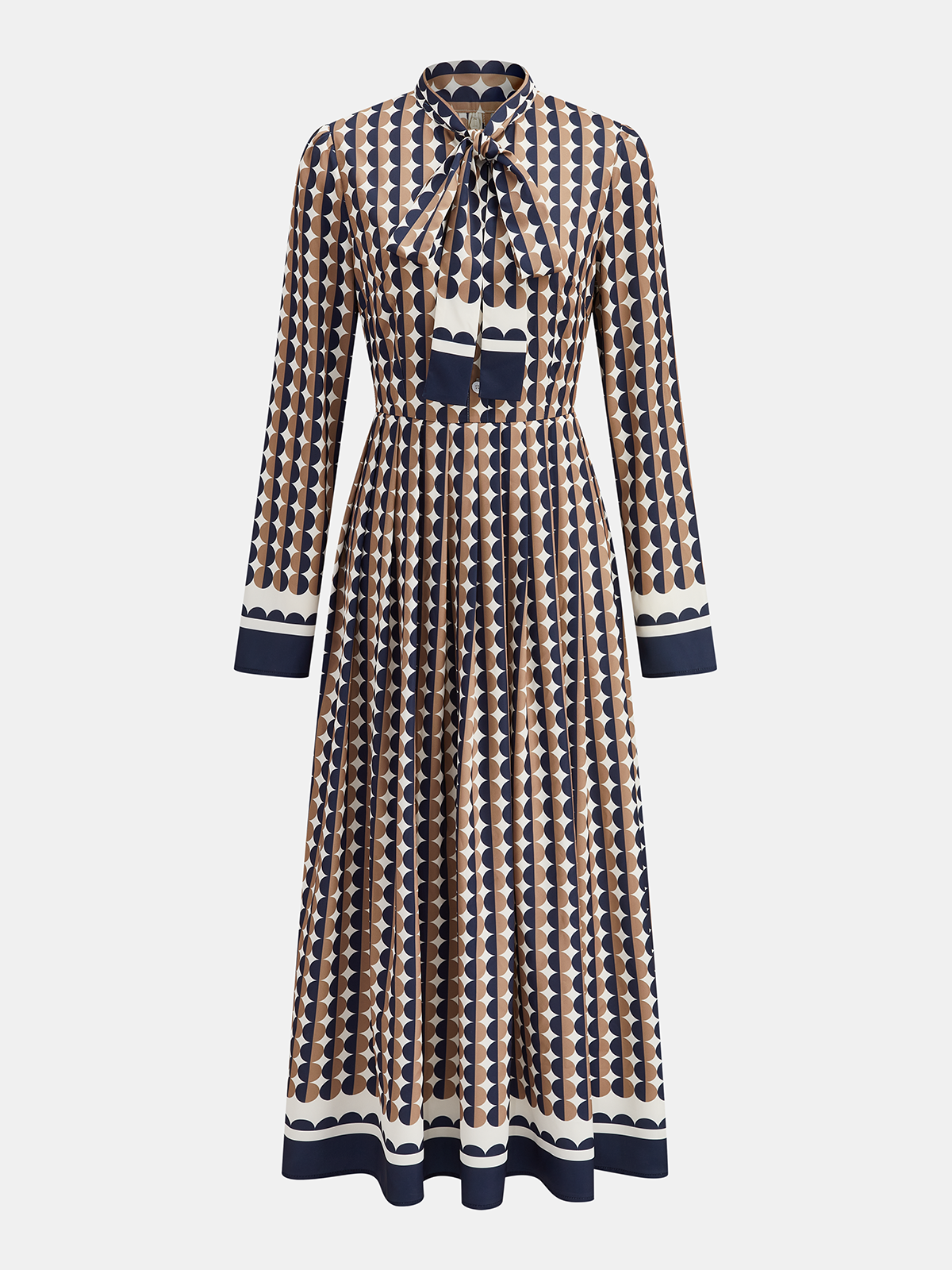 Polka Dot Tie-Neck Maxi Dress