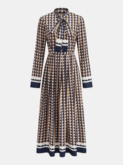 Polka Dot Tie-Neck Maxi Dress