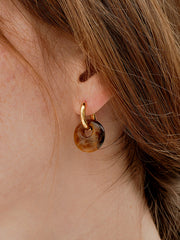 Tortoise Shell Disc Drop Earrings